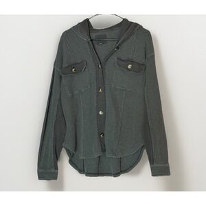 Aerie Shirt Womens Gray Waffle Knit Lumber Jane Thermal Button Oversized